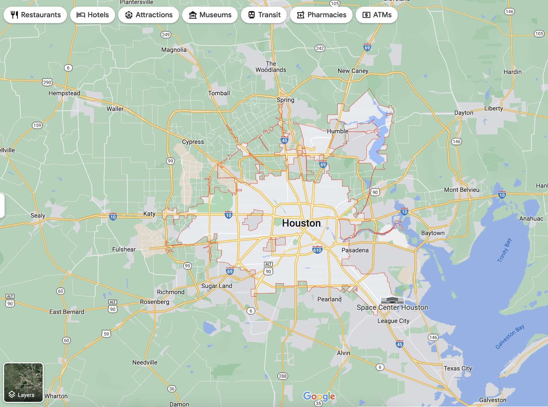 Digitalna marketinška agencija koja pruža usluge oglašavanja na Facebooku prikazuje Google kartu s lokacijom Houstona u Teksasu.